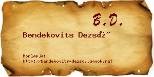 Bendekovits Dezső névjegykártya